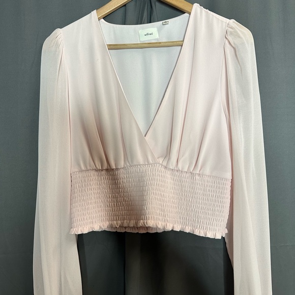Wilfred Tops - Aritizia Light Pink Smocked Blouse